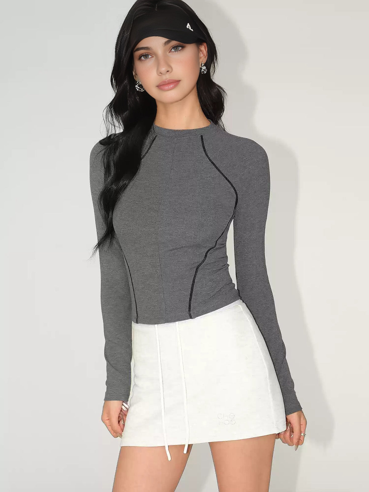 Lolita | Slim Fit Jersey Top met Contrast Piping