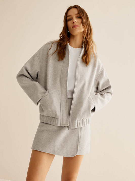 Emmylou | Tweed Jas met Rits en Zakken – Warm & Stijlvol