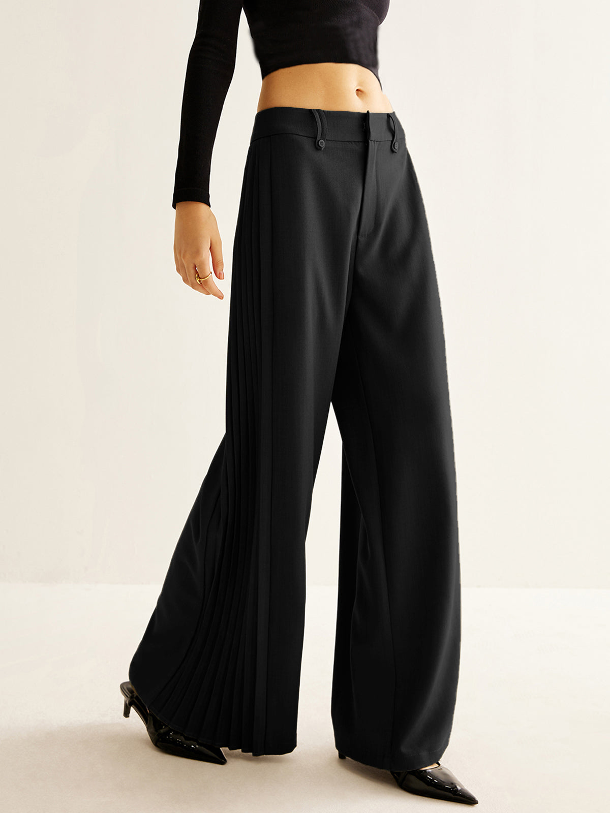 Lizzie | Wijde Plissé Broek met Hoge Taille Dames – Comfort & Stijl