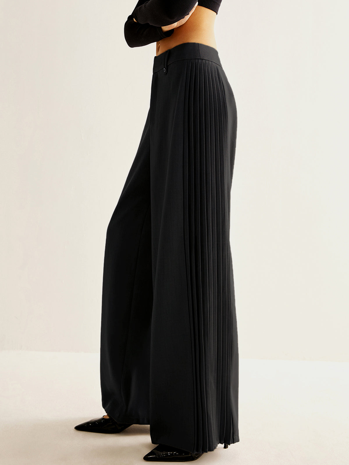 Lizzie | Wijde Plissé Broek met Hoge Taille Dames – Comfort & Stijl