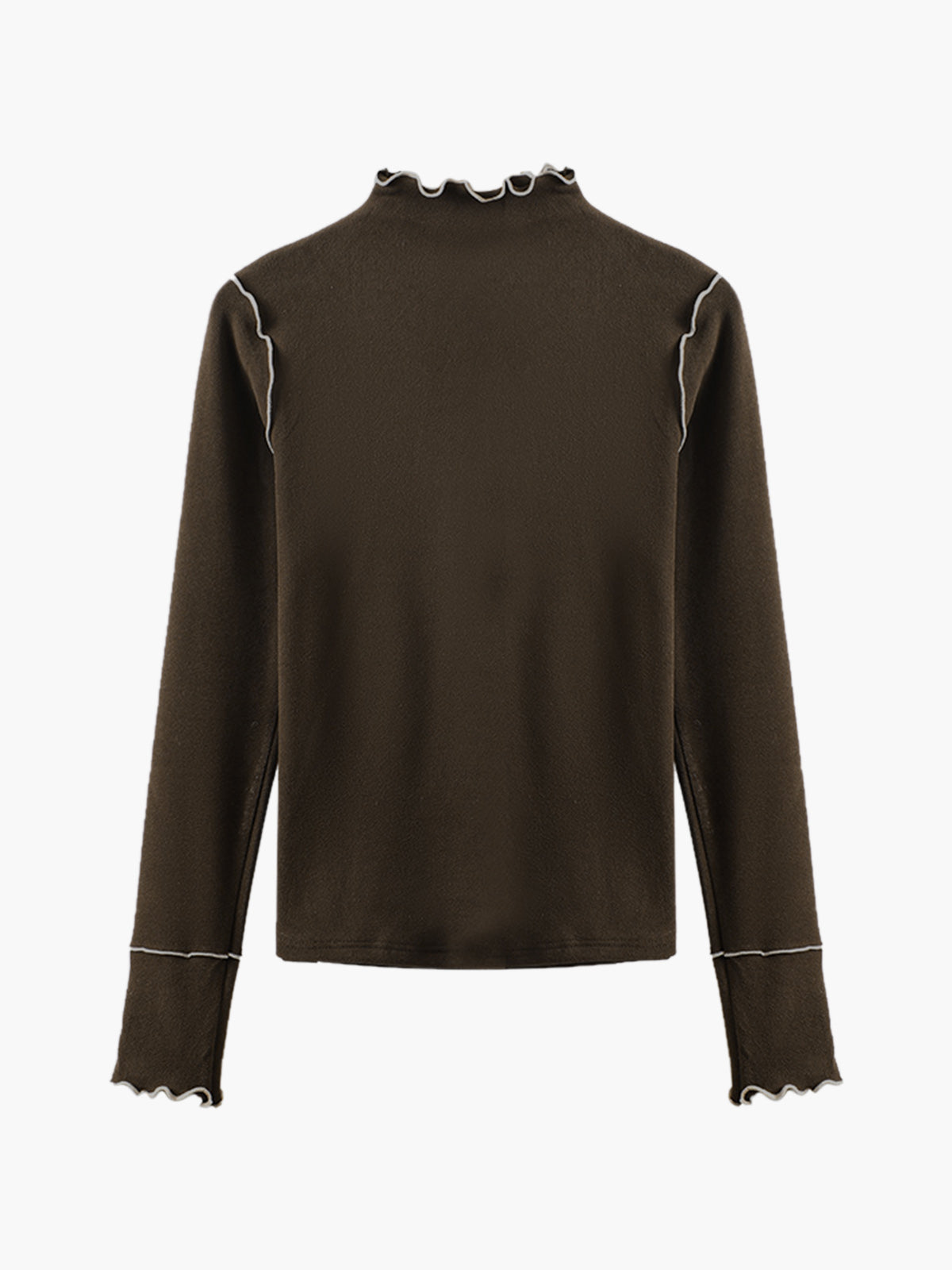 Birte | Slim Fit Jersey T-Shirt met Hoge Hals – Warm & Stretchy