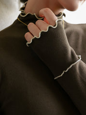 Birte | Slim Fit Jersey T-Shirt met Hoge Hals – Warm & Stretchy