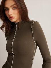 Burga | Jersey Top Lange Mouw met Mock Neck – Stretch Fit