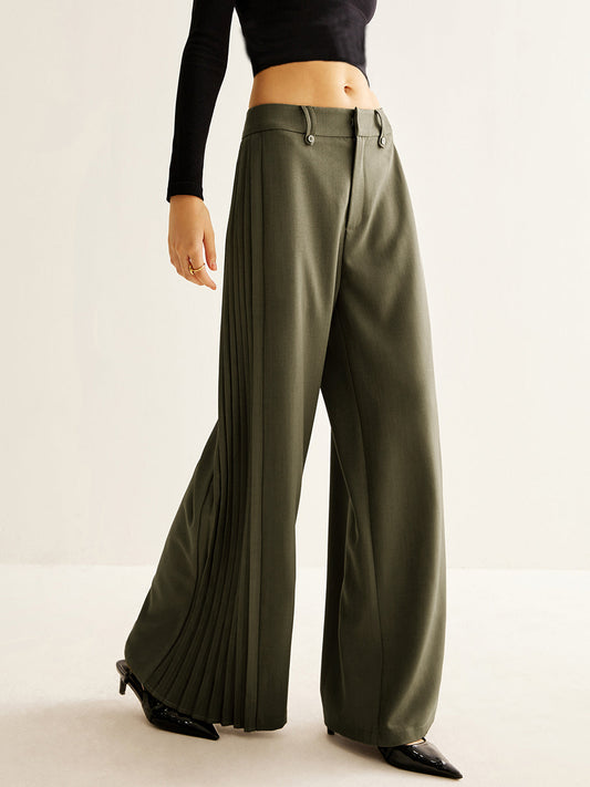 Lizzie | Wijde Plissé Broek met Hoge Taille Dames – Comfort & Stijl