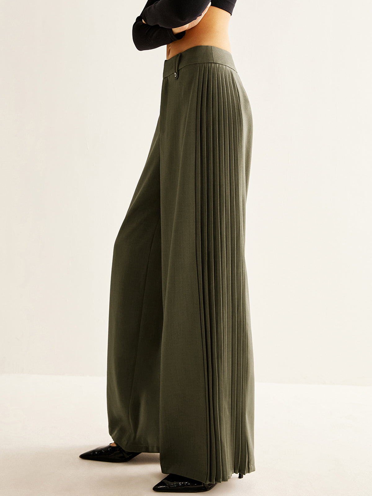 Lizzie | Wijde Plissé Broek met Hoge Taille Dames – Comfort & Stijl