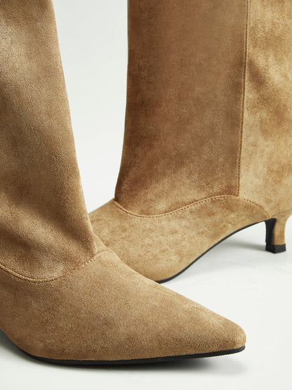 Dunyana | Suede Dameslaarzen met Kitten Hak