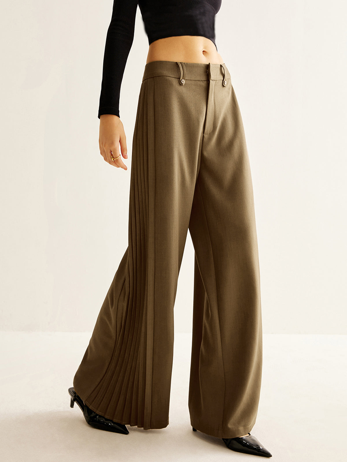 Lizzie | Wijde Plissé Broek met Hoge Taille Dames – Comfort & Stijl