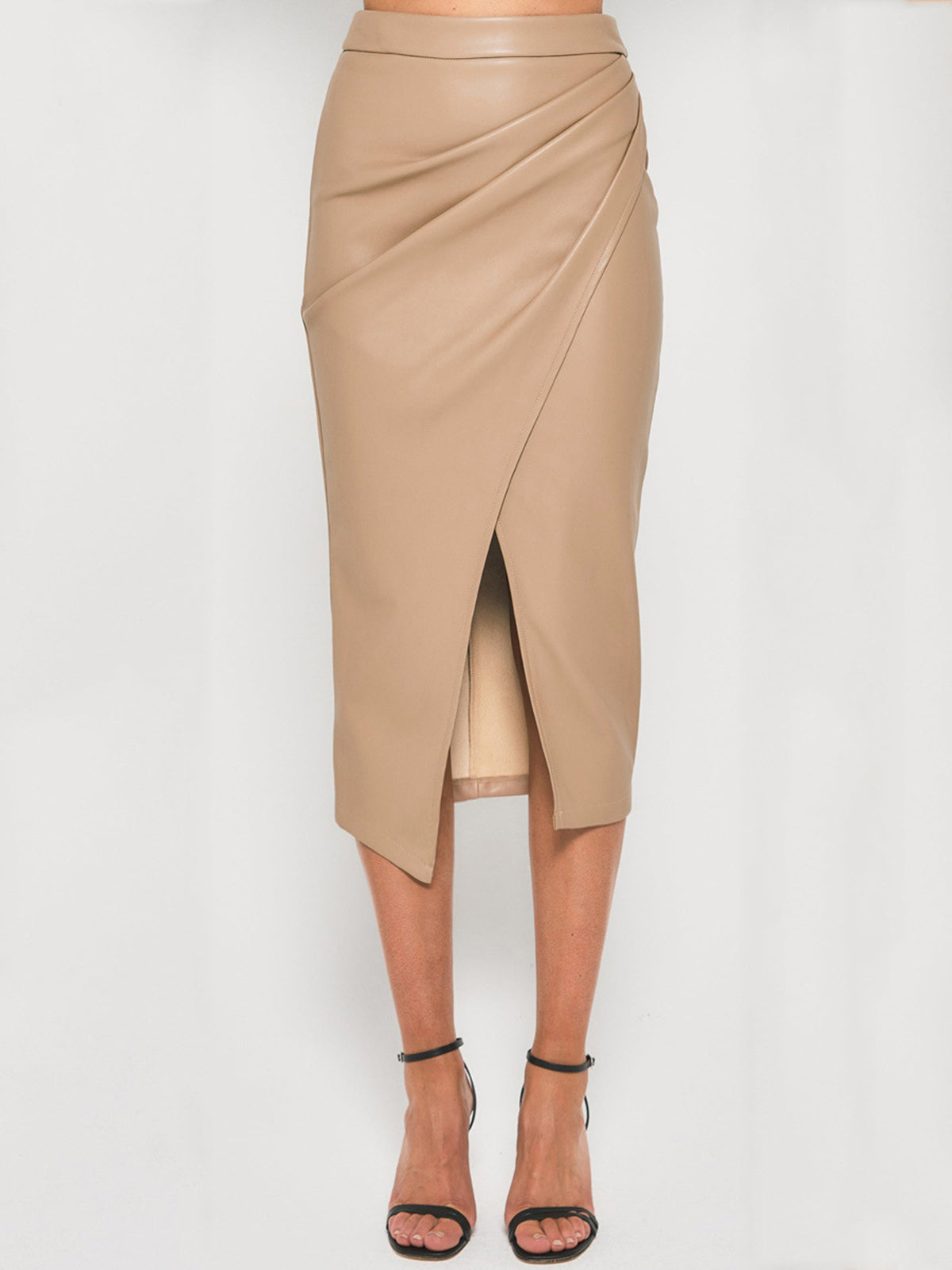 Cathi | Leren Plissé Rok met Split – Elegant & Trendy Look