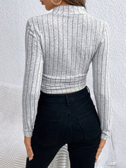 Eliya | Rib Top met Col - Slim Fit & Rekbaar