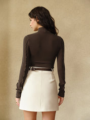 Medina | Asymmetrische Jersey Top met Ruches – Slim Fit