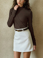 Medina | Asymmetrische Jersey Top met Ruches – Slim Fit