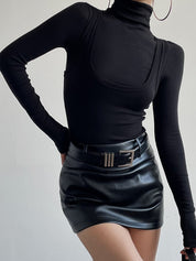 Borka | Jersey Stretch Top met Col en Lange Mouwen