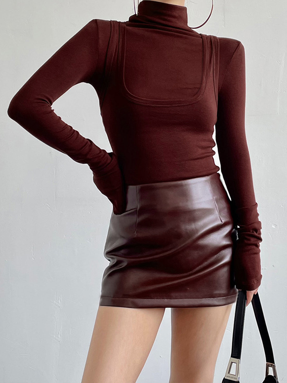 Borka | Jersey Stretch Top met Col en Lange Mouwen