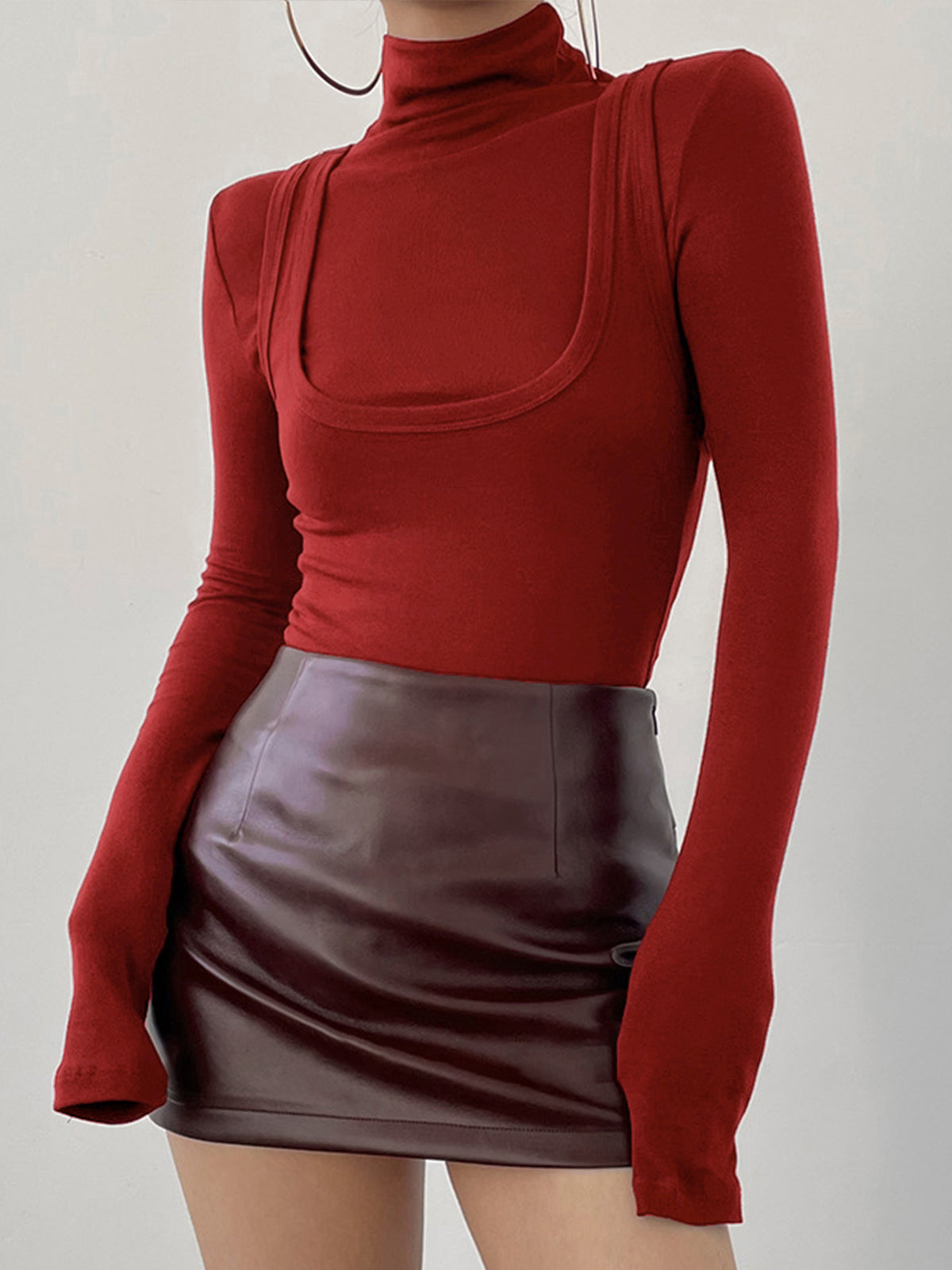 Borka | Jersey Stretch Top met Col en Lange Mouwen