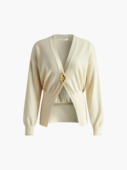 Quin | Gebreid Vest met Gouden Knoop