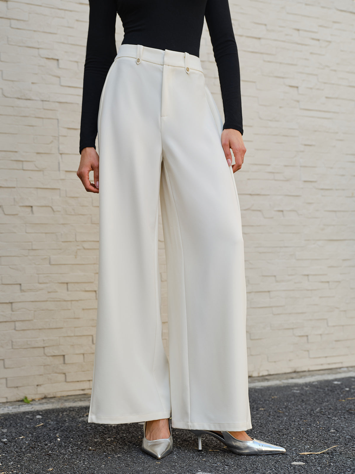 Lizzie | Wijde Plissé Broek met Hoge Taille Dames – Comfort & Stijl