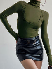 Borka | Jersey Stretch Top met Col en Lange Mouwen