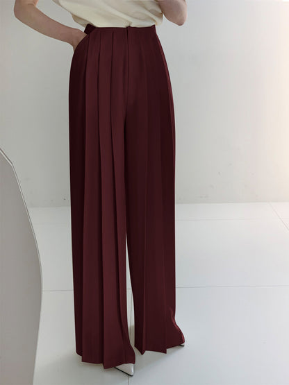 Ilyse | High Waist Plissé Broek met Wijde Pijpen