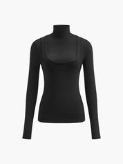 Borka | Jersey Stretch Top met Col en Lange Mouwen