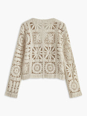 Aldana | Gehaakt Vest voor Dames – Knopen & Vierkant Patroon