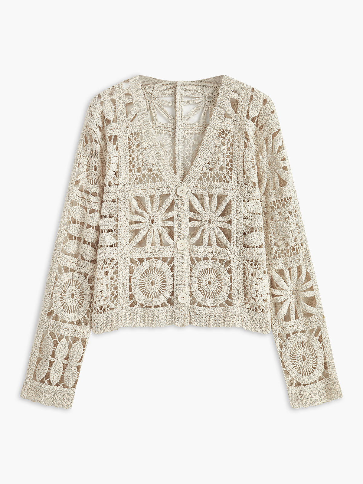 Aldana | Gehaakt Vest voor Dames – Knopen & Vierkant Patroon