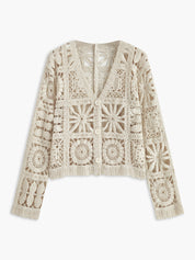 Aldana | Gehaakt Vest voor Dames – Knopen & Vierkant Patroon