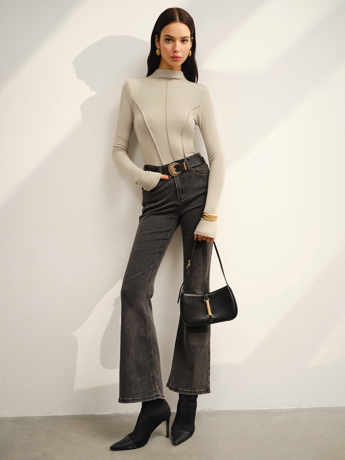 Carmen | Warme Jersey Top met Opstaande Kraag – Stretch Fit