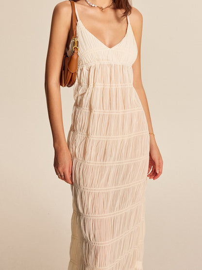 Bona | Chiffon Maxi Jurk - Semi-Transparant & Mouwloos
