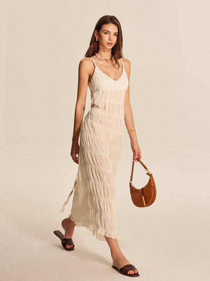 Bona | Chiffon Maxi Jurk - Semi-Transparant & Mouwloos