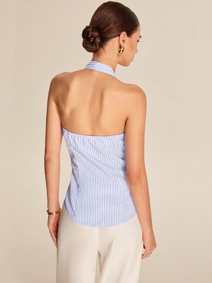 Delicia | Gestreepte Halter Top Dames – Zomer V-hals Top