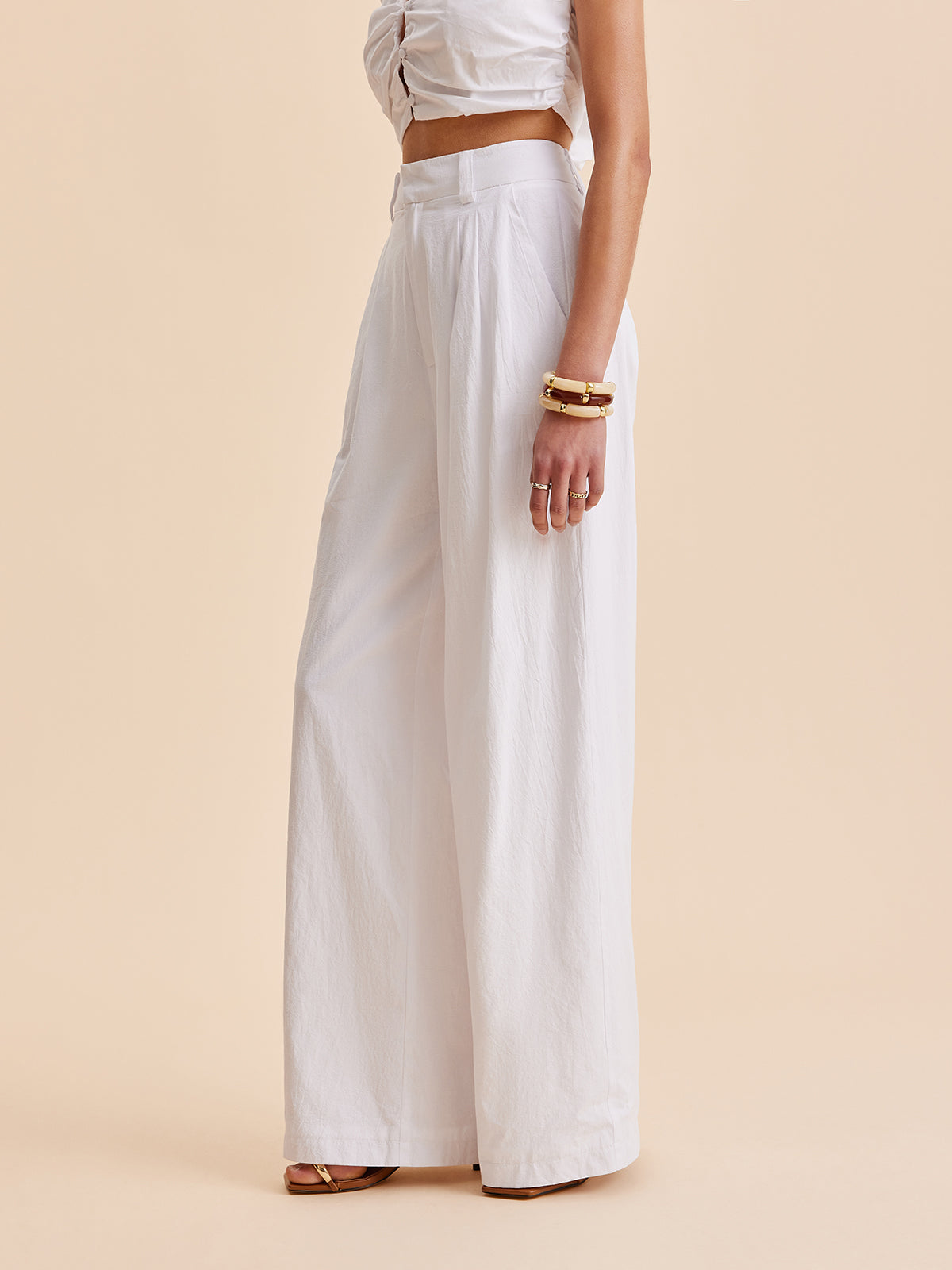 Isley | Mid Waist Katoenen Broek met Steekzakken