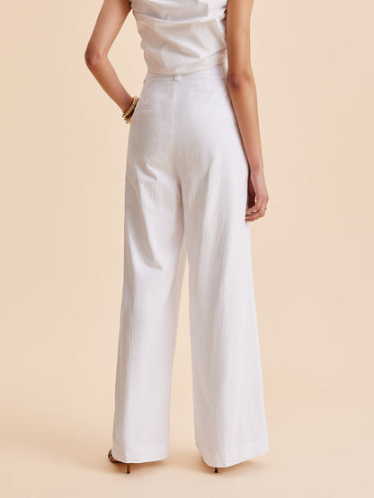 Isley | Mid Waist Katoenen Broek met Steekzakken