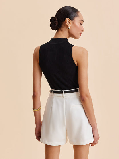 Brisia | Dames Gebreid Mouwloos Top met Keyhole Hals – Chique en Stijlvol