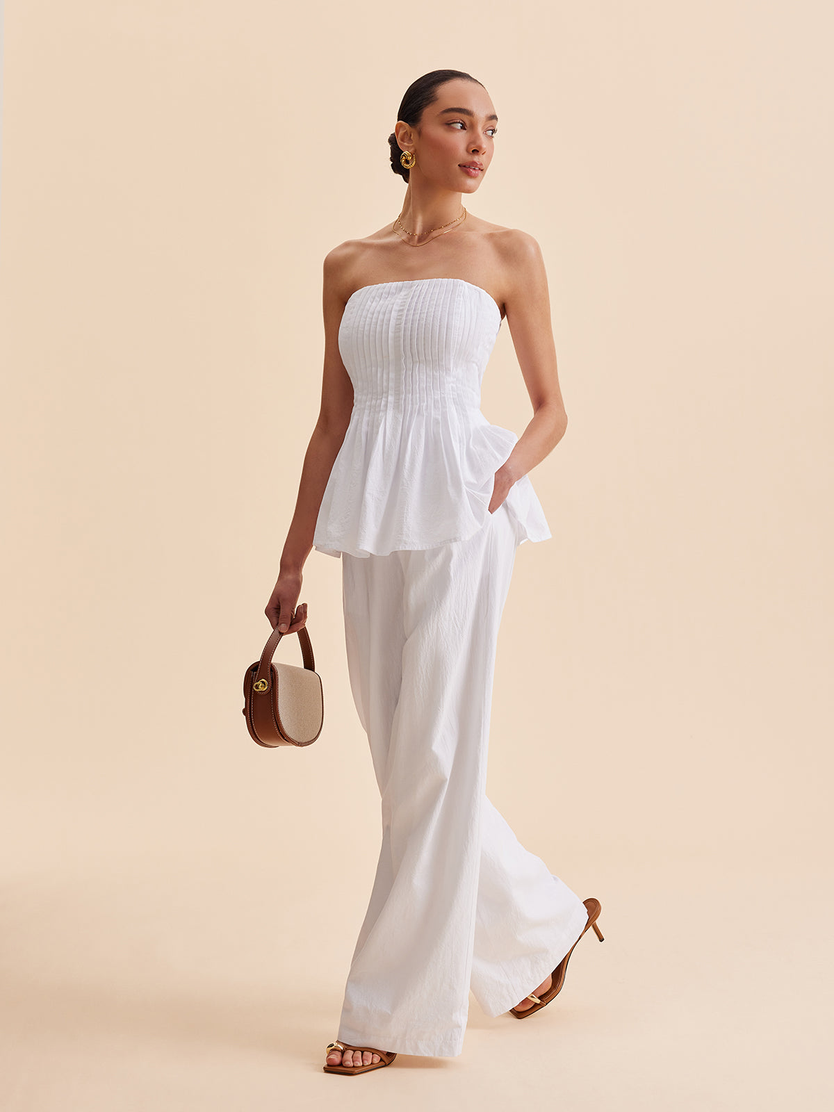 Isley | Mid Waist Katoenen Broek met Steekzakken