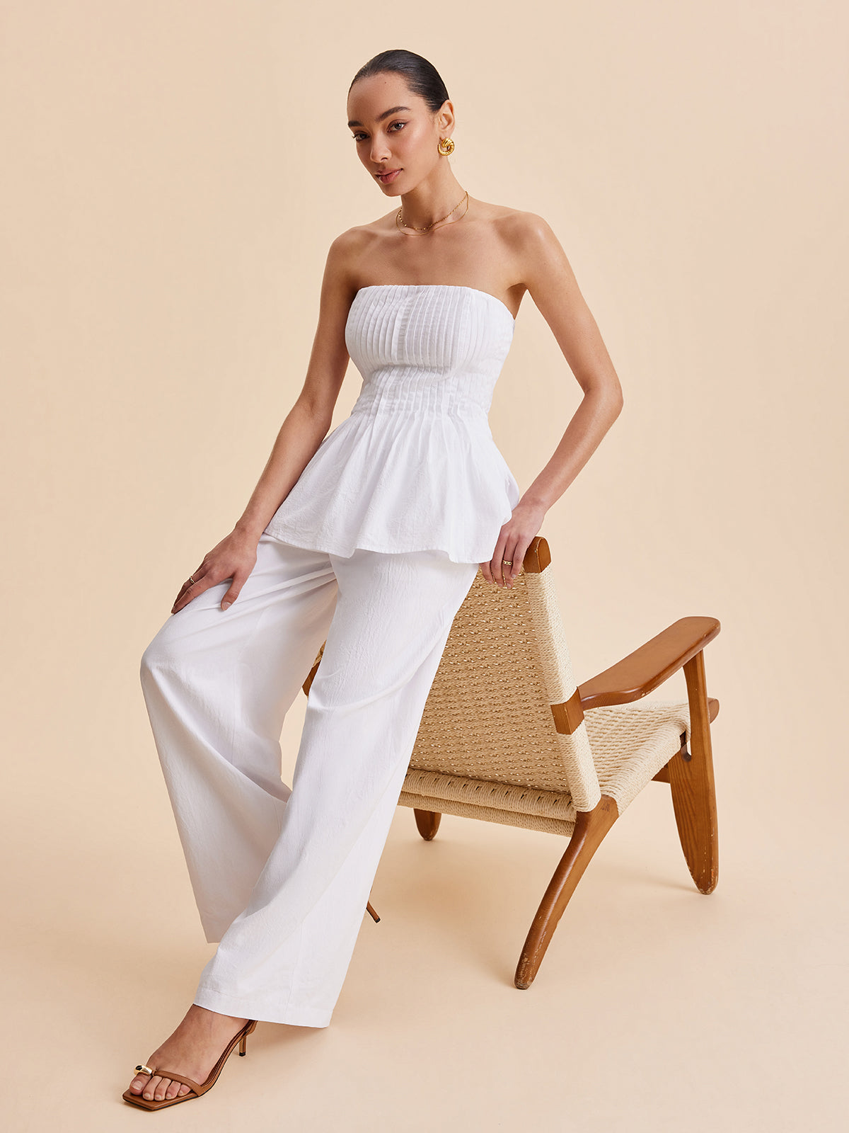 Isley | Mid Waist Katoenen Broek met Steekzakken