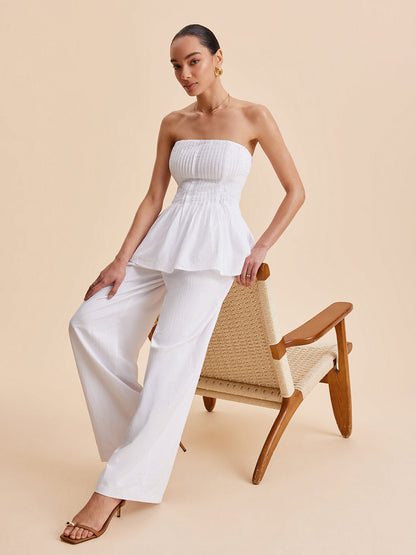 Isley | Mid Waist Katoenen Broek met Steekzakken