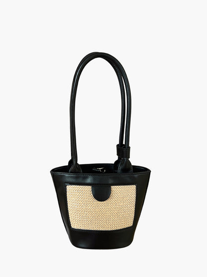 Christine | Tote Bag Dames – Rieten Handtas met Vegan Leer
