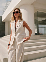 Catalina | Linnen Katoenen Mouwloos Vest – Trendy Zomer Fashion Dames