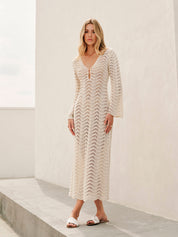 Alya | Strandmode Cover Up - Witte Doorschijnende Maxi Jurk