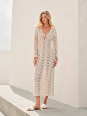 Alya | Strandmode Cover Up - Witte Doorschijnende Maxi Jurk