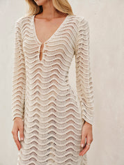 Alya | Strandmode Cover Up - Witte Doorschijnende Maxi Jurk