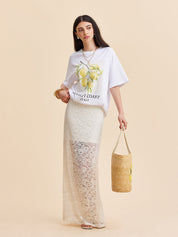 Fira | Maxi Kanten Rok voor Dames – Semi-Transparant & Elegant