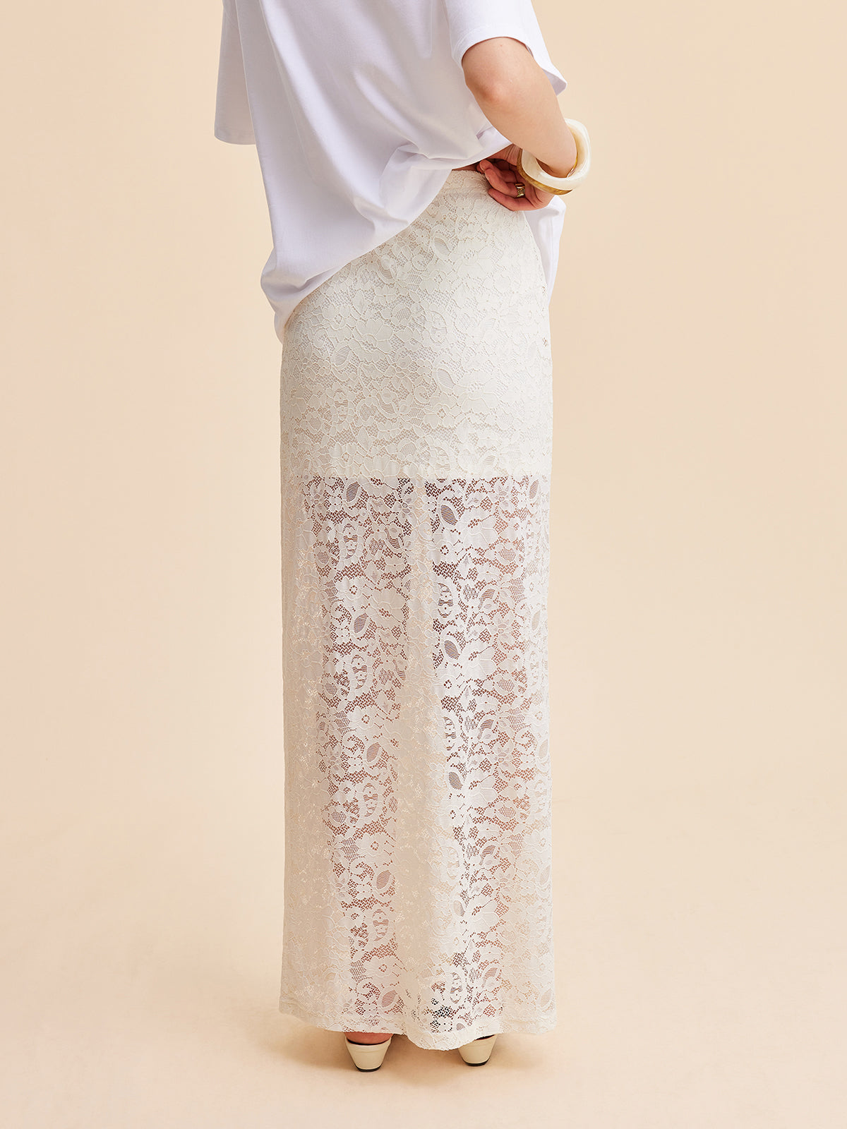 Fira | Maxi Kanten Rok voor Dames – Semi-Transparant & Elegant