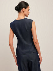 Jimena | Stijlvol Dames Gilet met Contrast Stiksel - Elegant Peplum Design