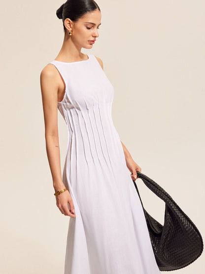 Cane | Maxi Zomerjurk Katoen Linnen Blend – Elegant en Mouwloos