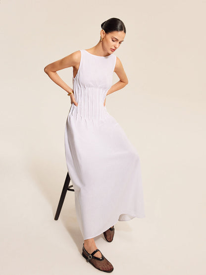 Cane | Maxi Zomerjurk Katoen Linnen Blend – Elegant en Mouwloos
