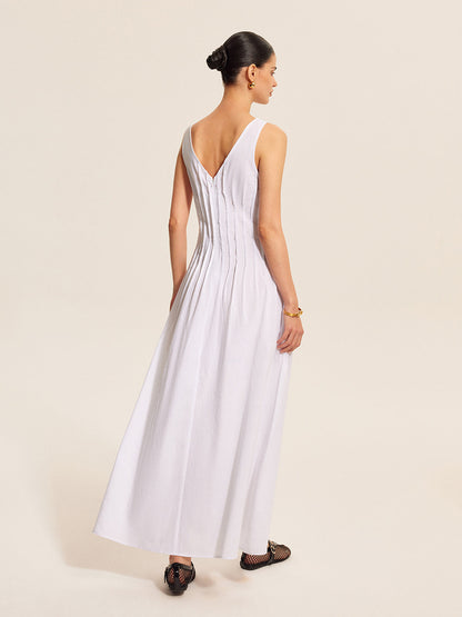 Cane | Maxi Zomerjurk Katoen Linnen Blend – Elegant en Mouwloos
