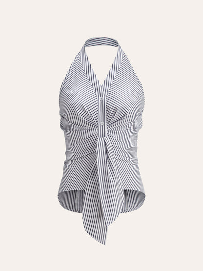 Delicia | Gestreepte Halter Top Dames – Zomer V-hals Top