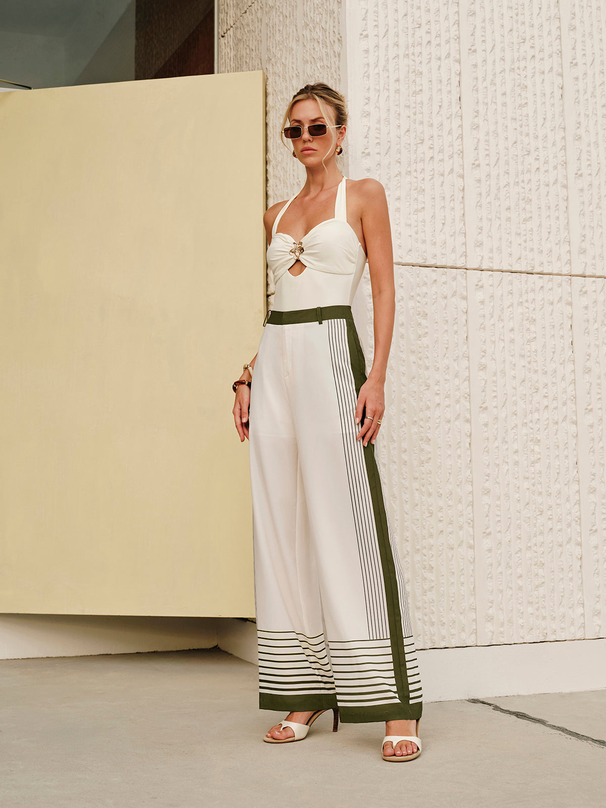 Suvi | Mid-Waist Pantalon voor Dames - Gestreept Design