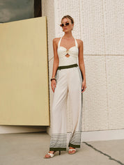 Suvi | Mid-Waist Pantalon voor Dames - Gestreept Design